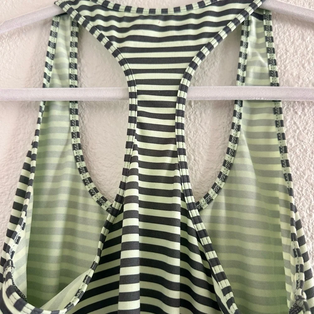 Xersion Long Green Striped Tank Top